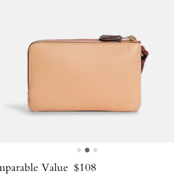 Coach double wristlet in colorblock Gold/faded blush multi. - Picture 5 of 7